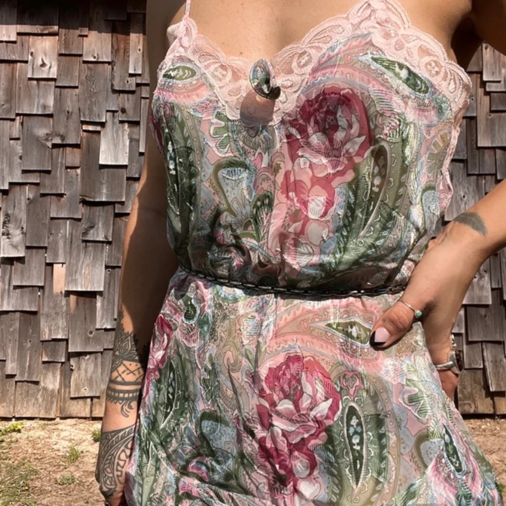 Vintage Victoria Secret Floral Paisley Lace-Trimmed Top